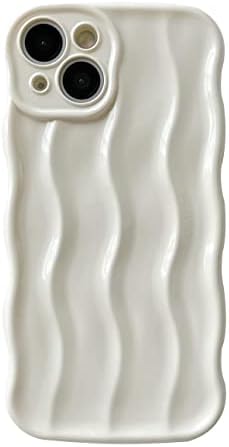 Caseative Water Ripple Pattern Curly Wave Frame Soft Compatible with iPhone Case (White,iPhone 13)
