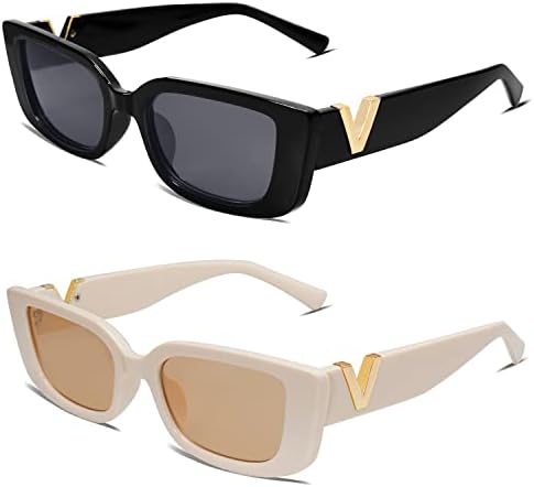 Allarallvr Rectangle Sunglasses for Women 90s Retro Trendy Y2K Classical Vintage Square Shades AR82037