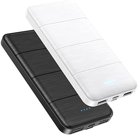UYAYOHU Portable-Charger-Power-Bank - 15000mAh 2 Pack Power Bank Dual USB Output 5V3.1A Fast Charging Portable Charger Compatible with All USB Devices and Smartphones (Black White)