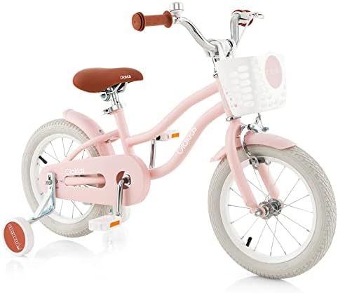 Olakids Kids Bike, 12 14 16 18 Inch Toddlers Bike with Removable Training Wheels Basket, Safety Bell, Adjustable Seat Handlebar, Children's Bicycle for Girls Boys Age 3-8 Years Old