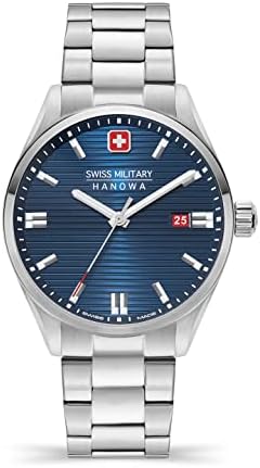 Swiss Military SMWGH2200302 Men's Analogue Quartz Watch with Stainless Steel Strap, Silver, Bracelet