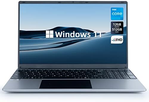 Maypug Laptop Computer -1080P IPS Full HD Laptop,12GB DDR4 512GB SSD Quad-Core Intel Celeron Processors, Pre-Installed Windows 11, USB 3.0, 15.6''Screen, Bluetooth 4.2, 2.4G/5G WiFi, Mini-HDMI