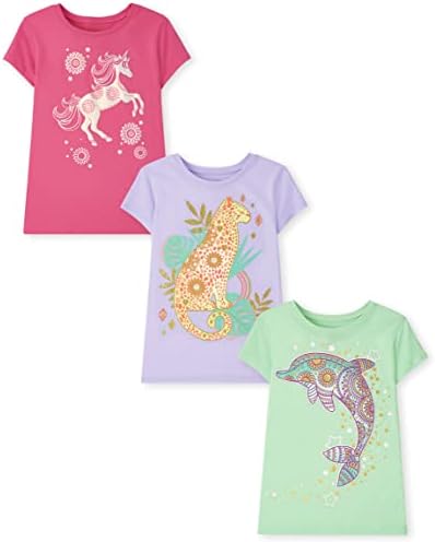 The Childrens Place Girls Kindness, Love, Equality Short Sleeve Graphic T shirts Pack 4