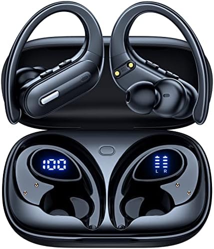 OFNEX Wireless Earbuds Bluetooth 5.3 Headphones 90 Hrs Playtime Earbuds with Wireless Charging Case Over-Ear Sports Earphones Waterproof Deep Bass Headset