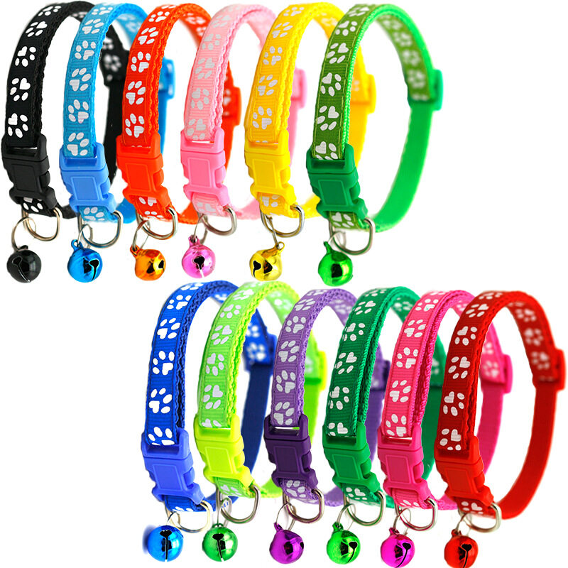 Dog Paw Collar With Bell Safety Buckle Neck for Dog and Cat Puppy Accessories #A029