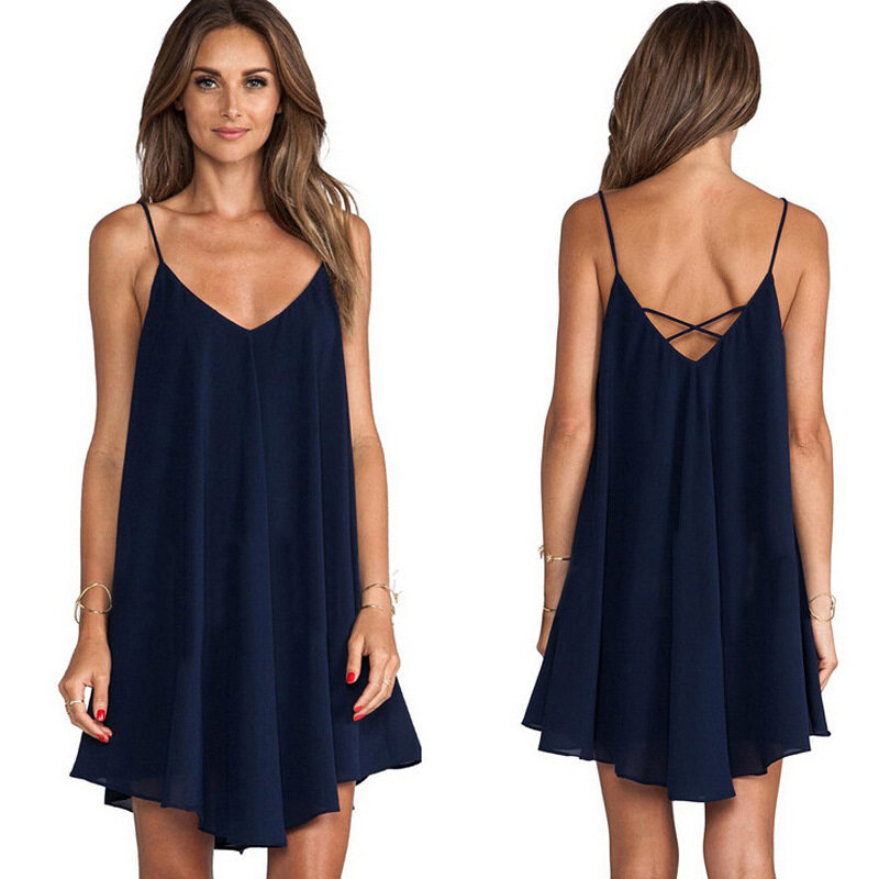 banchen New 2021 summer plus size chiffon dress 6XL sexy loose suspender skirt