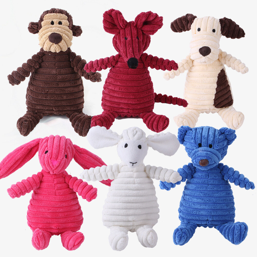DY Loving Pet Toy Corduroy Dog Molar Toys Plush Sounding Toy Bite-resistant Sounder Interactive Soft Washable Animal Labrador Toys